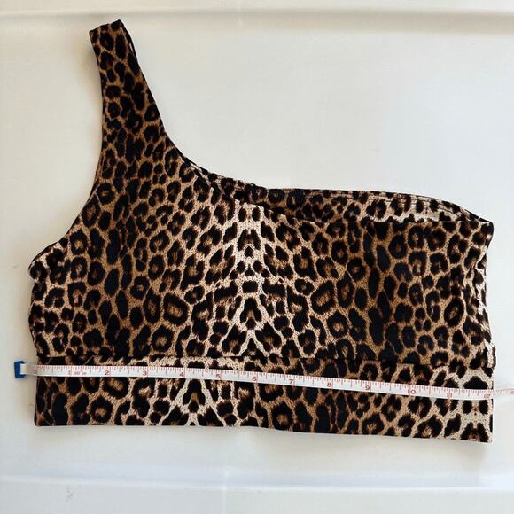 NWT Swim Naked Wardrobe Womens Leopard Print One Shoulder Beach Swim Top Medium - Picture 2 of 4